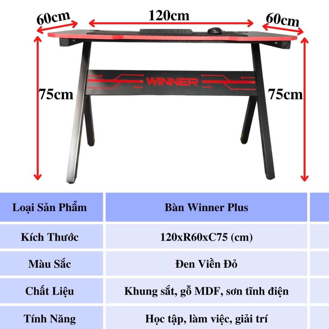 Bàn Gaming Fufutech Winner X2 120x60 Cm Không Rung Lắc Mặt Gỗ Mdf Có Giáp Đèn Led 7 Màu, Tích Hợp Cắm Sạc USB Nhiều Cổng, Giá Treo Tai Nghe, Khay Đựng Ly Gắn Bàn Gấp Gọn