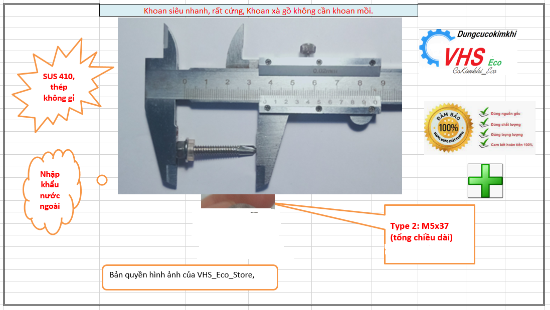 Vít bắn tôn inox 410