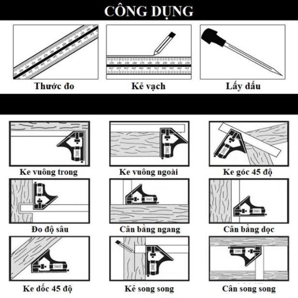 Thước Đo Góc 180 Độ Đa Năng _Thước Ke Góc Vuông 45 90 Độ Bằng Hợp Kim Nhôm