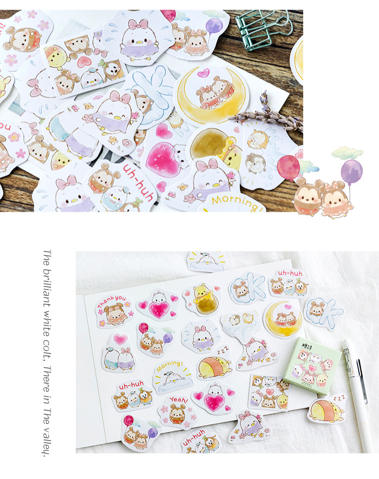 Sticker chủ đề Tsum Tsum - Hộp 45 miếng dán trang trí sổ tay Bullet Journal - M129