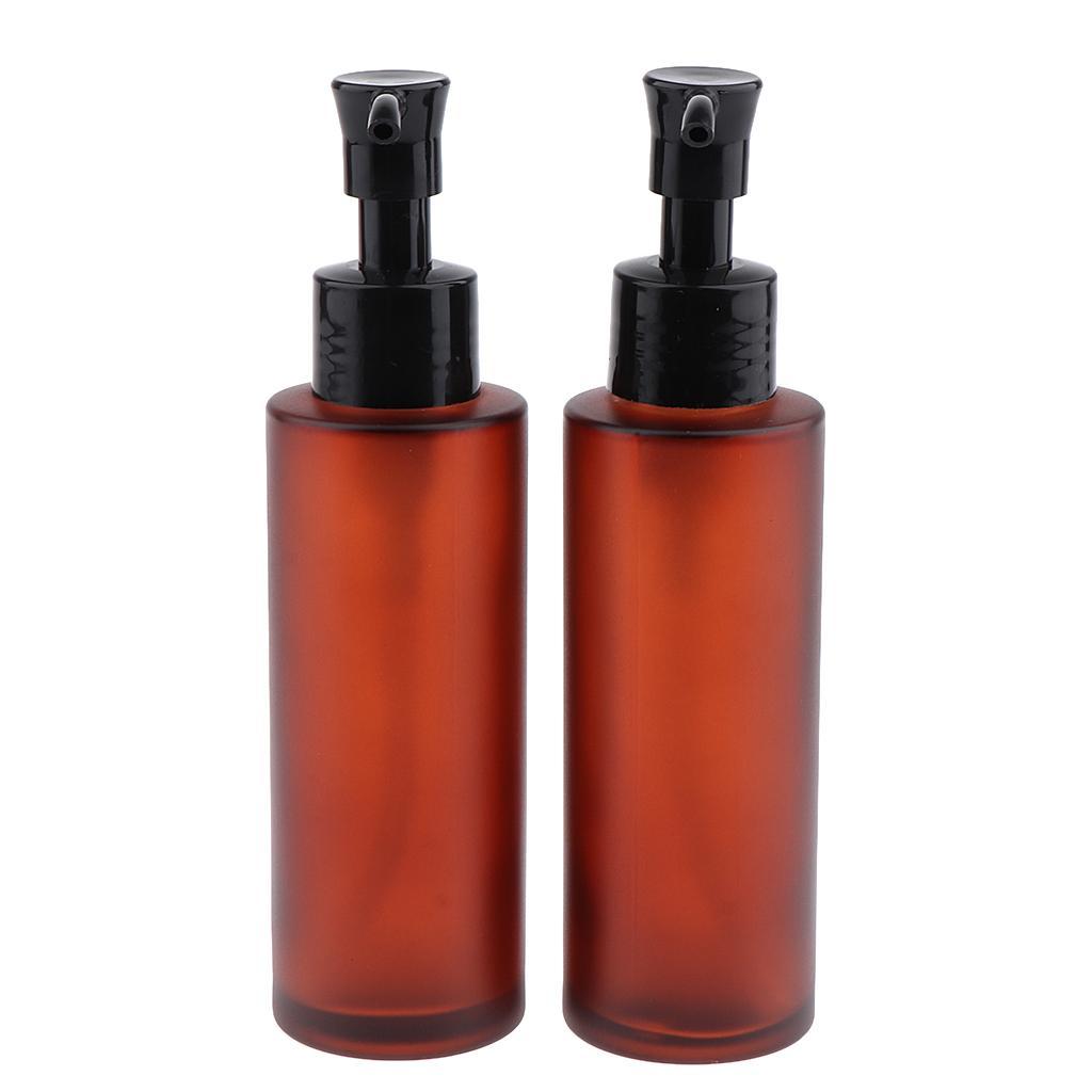 4X 2pcs Empty Spray Pump Bottle Refillable Cosmetic Lotions Bottle Glass 100ml
