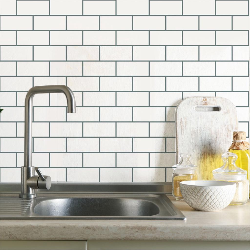 Giấy Dán Bếp chịu nhiệt chống dầu mỡ, dễ lau chùi, decal dán tường bếp giả gạch men Hàng Cao Cấp
