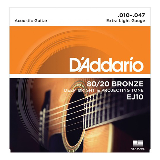 D'Addario EJ10 - Bộ Dây Đàn Acoustic Guitar Cỡ 10 (.010-.047) - Chính Hãng (80/20 Bronze Strings) - Kèm Móng Gảy DreamMaker