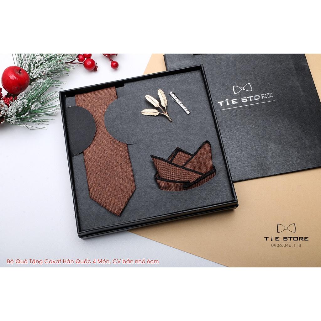 Bộ cà vạt nam cao cấp full box - xanh