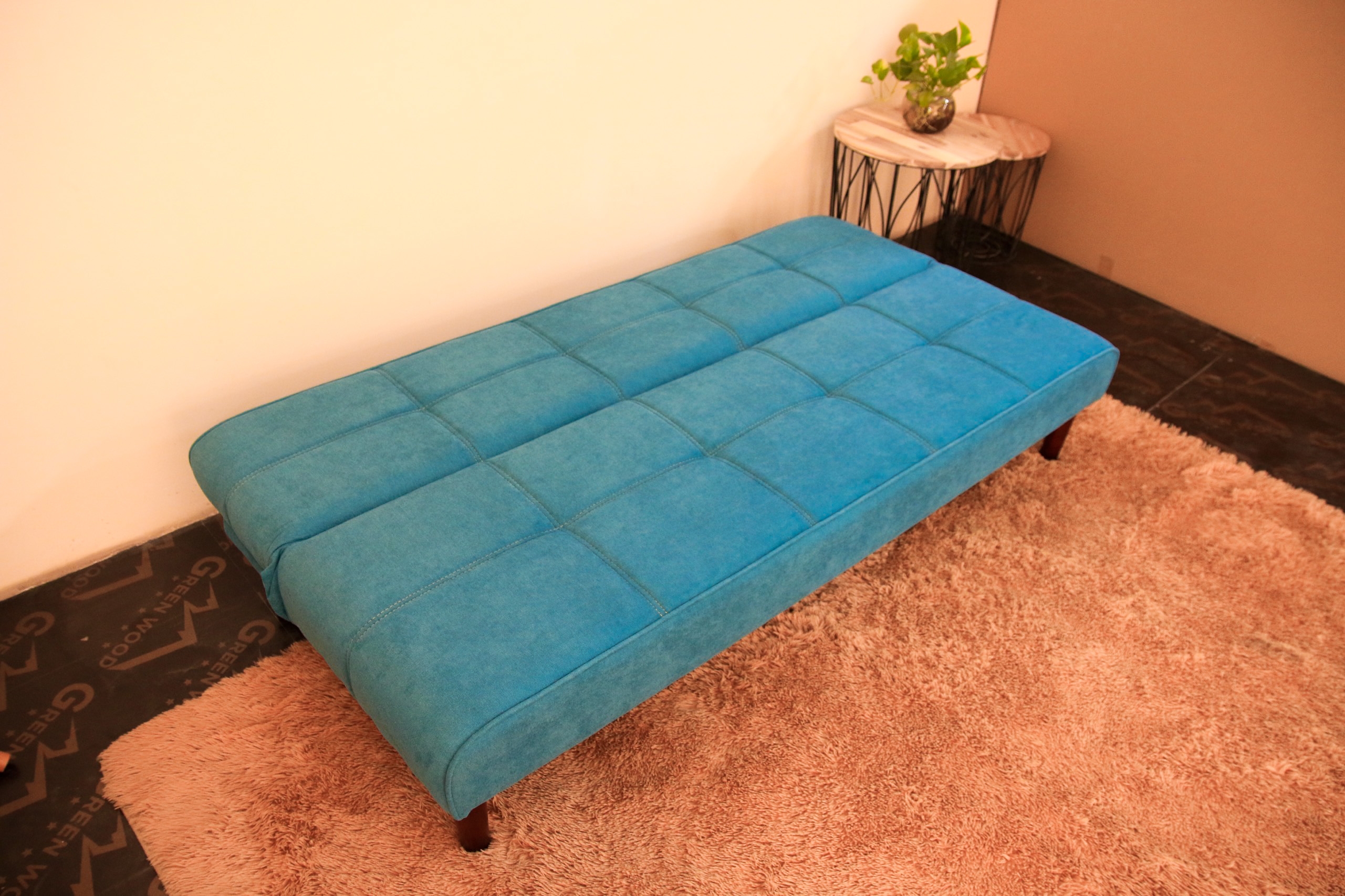 Sofa bed 3 trong 1 Juno sofa chân gỗ màu xanh ngọc