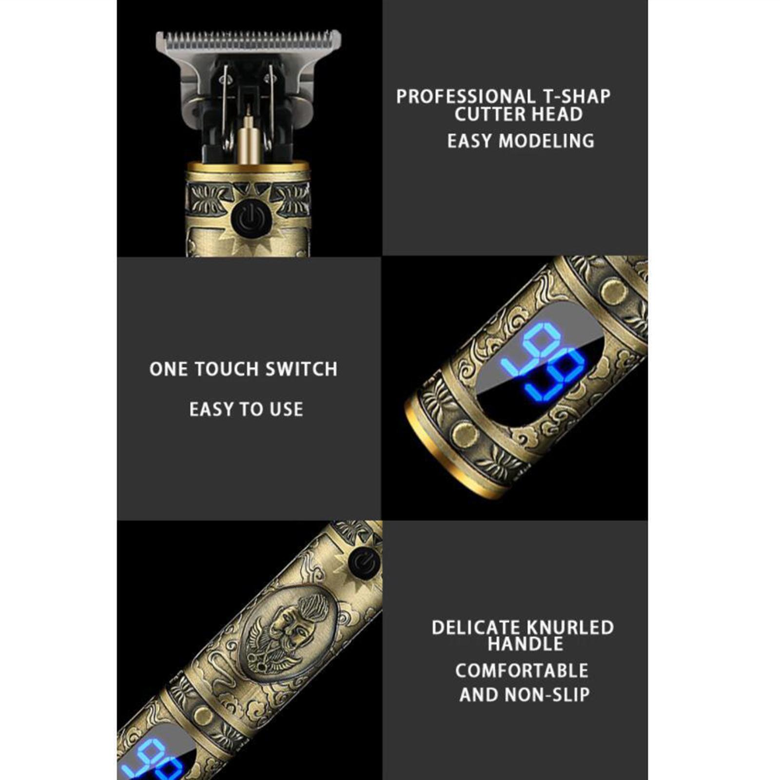 Pro Li T-Blade Cordless Hair Trimmer USB Boys Man's Hair Clipper Kit Golden