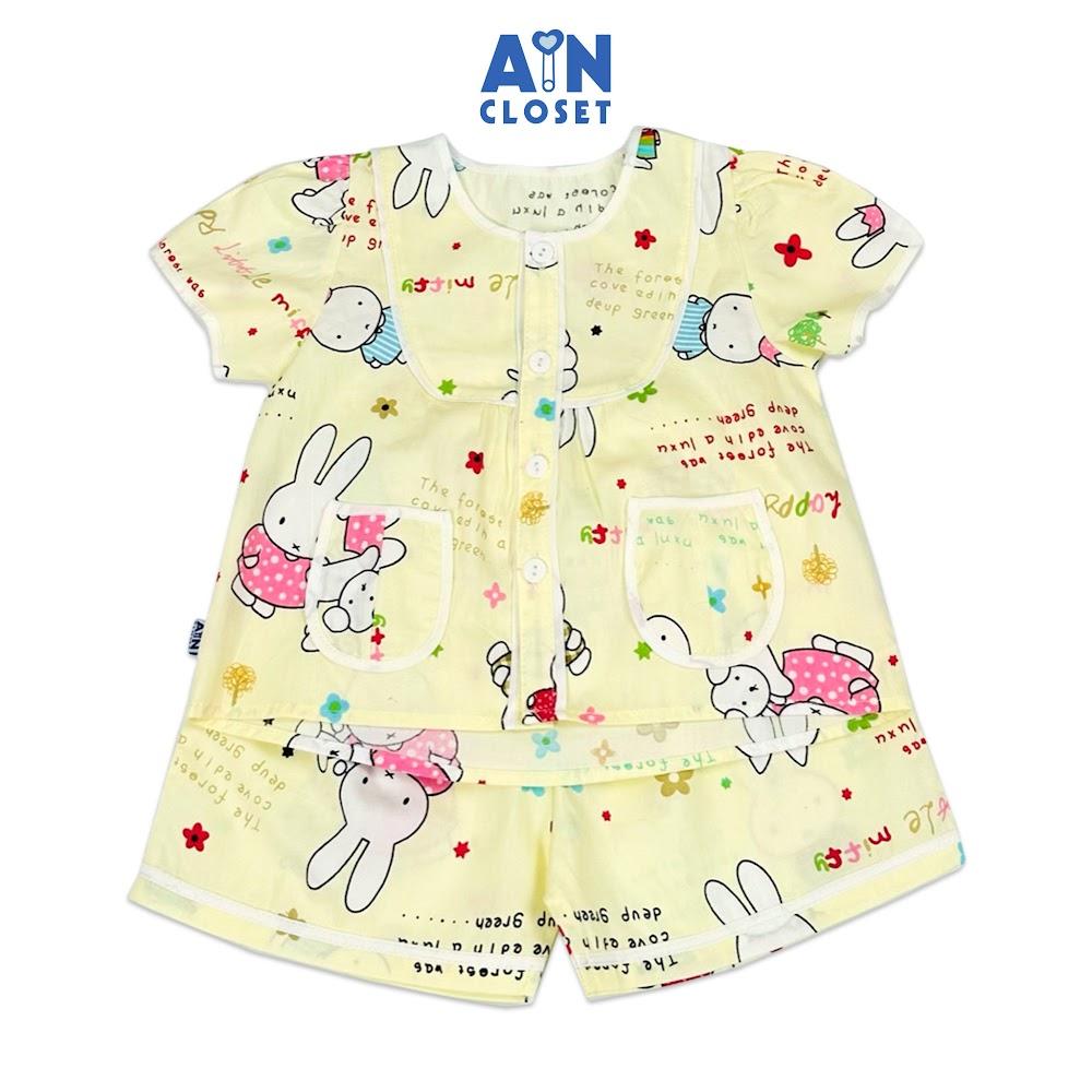 Bộ quần áo Ngắn bé gái họa tiết Thỏ Miffy Vàng cotton - AICDBGW8VYNQ - AIN Closet