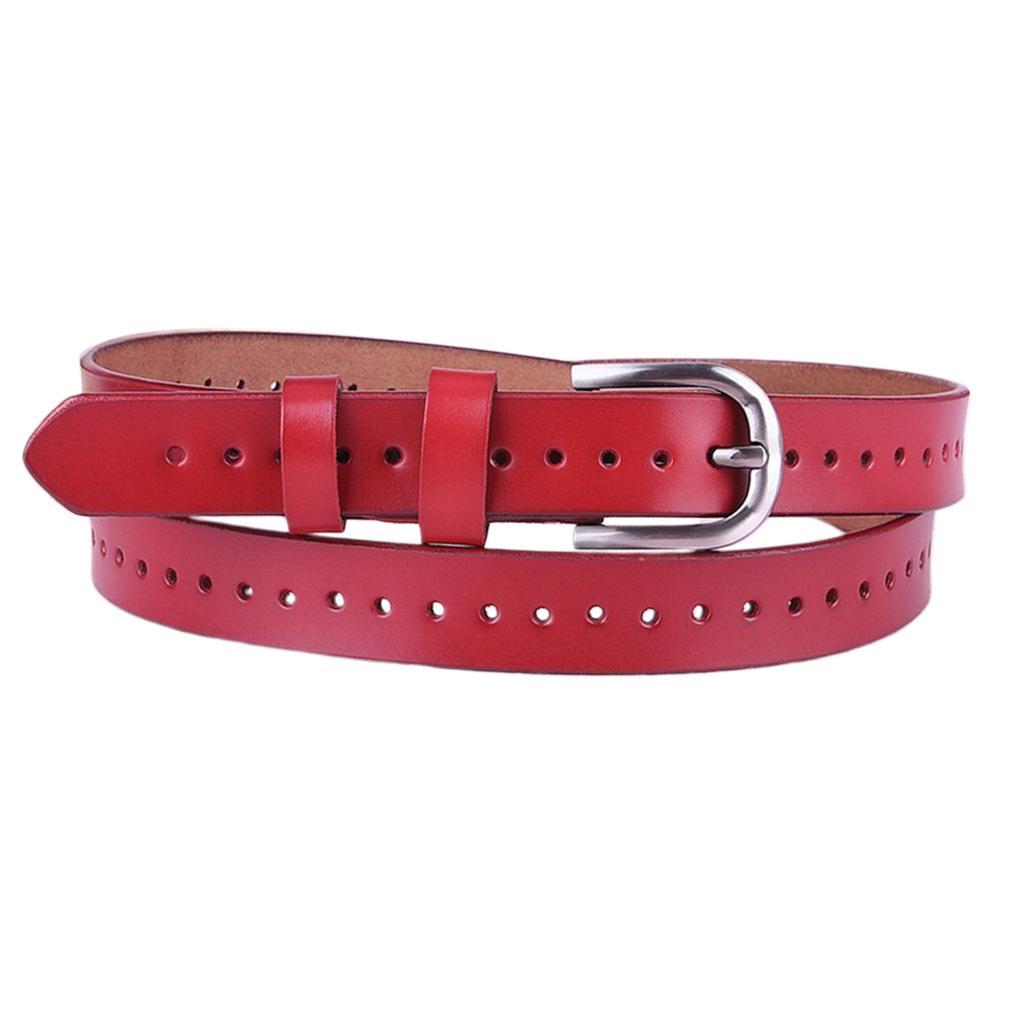 Stylish Soft Leather Belt Metal Eyelet Buckle Casual Waistband Waist Belt