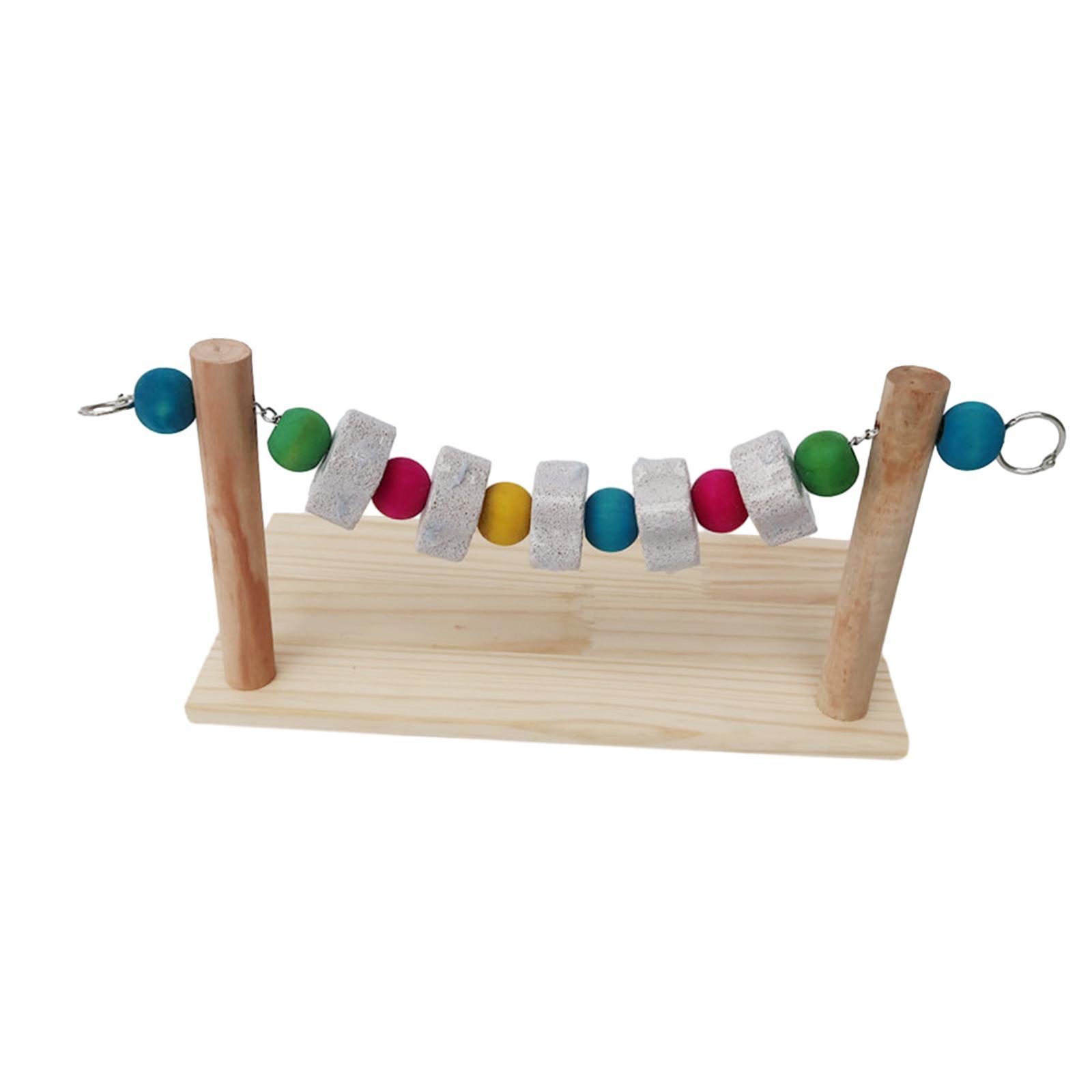 Grinding Block Chew Toy Perching Play Climbing Platform Wooden Playground Bird Stand Molar Stone for Rabbits Rat Gerbil Chipmunk Chinchilla