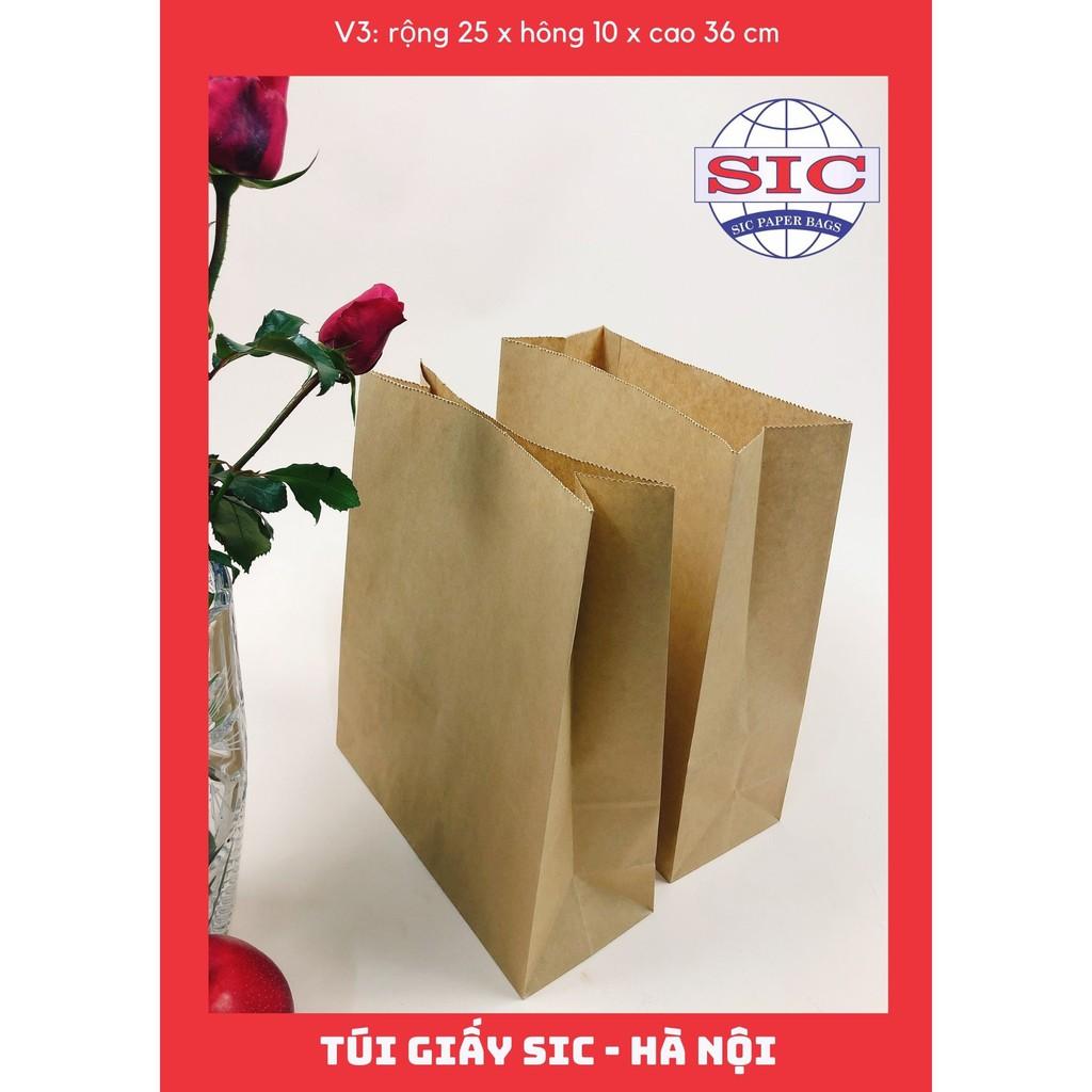 100 CHIẾC TÚI GIẤY KRAFT V3: 25x10x30 KHÔNG QUAI