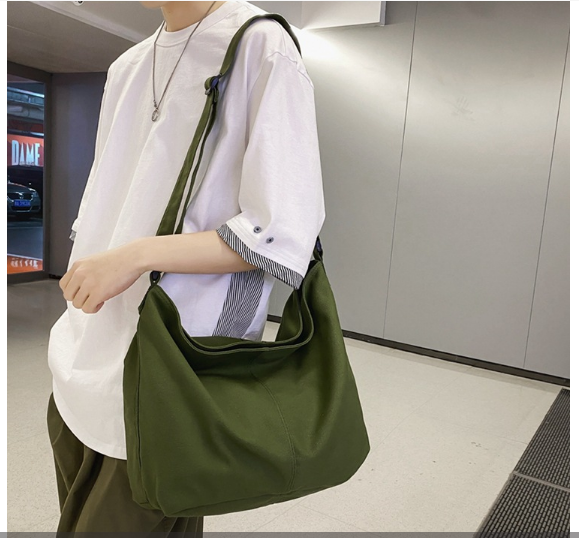 Túi đeo chéo tay nải canvas unisex cỡ lớn đựng nhiều đồ phong cách đường phố