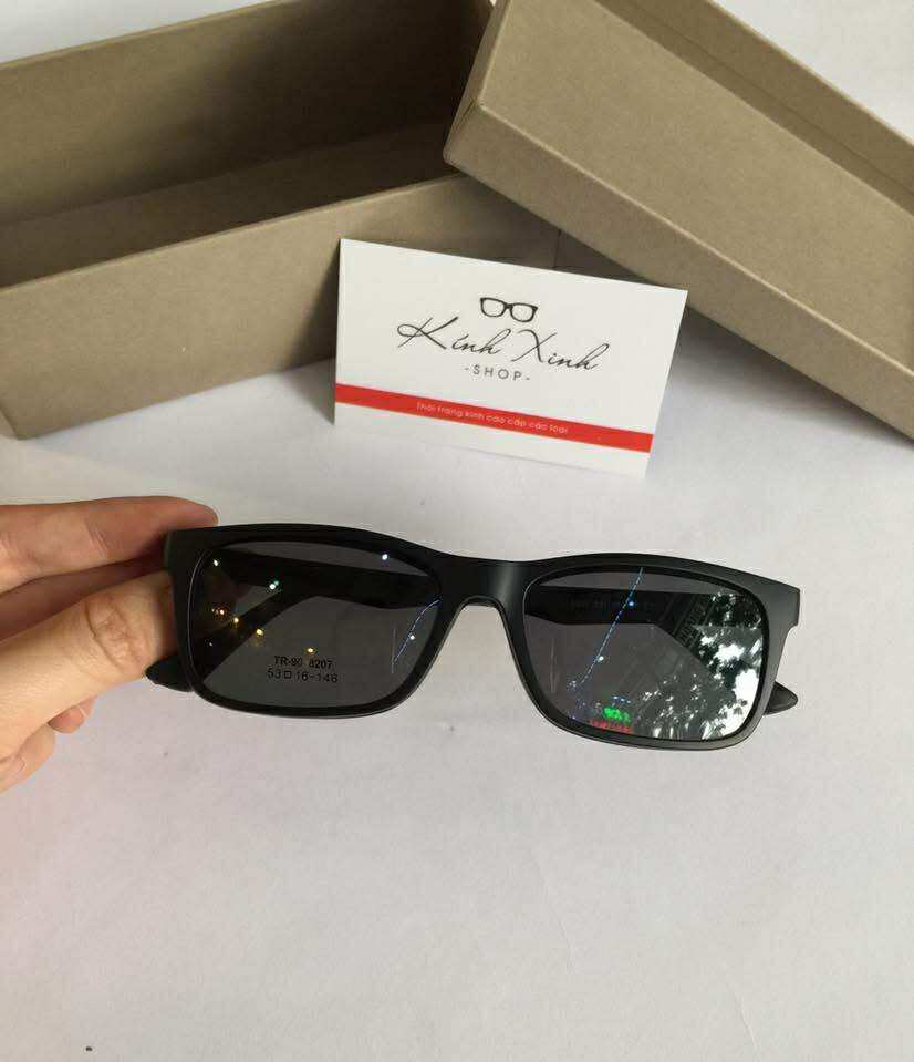 Kính Cận Râm 2 lớp 2in1 dáng chữ nhật basic gọng nhựa ultem