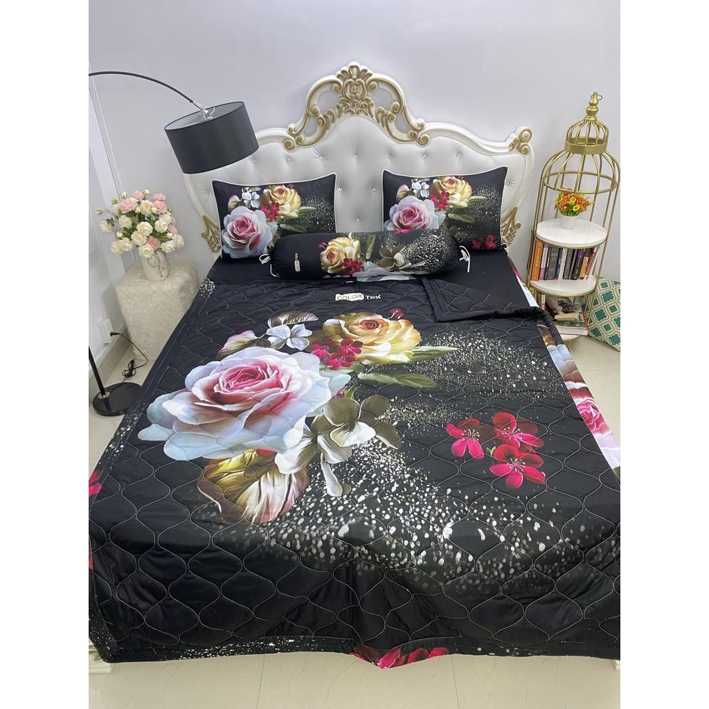Bộ Drap mền + áo gối thun Ý 5D Cao Cấp , mát lạnh, thấm hút tốt.
