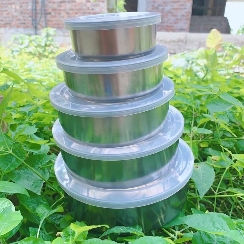 Bộ 5 bát inox kèm nắp