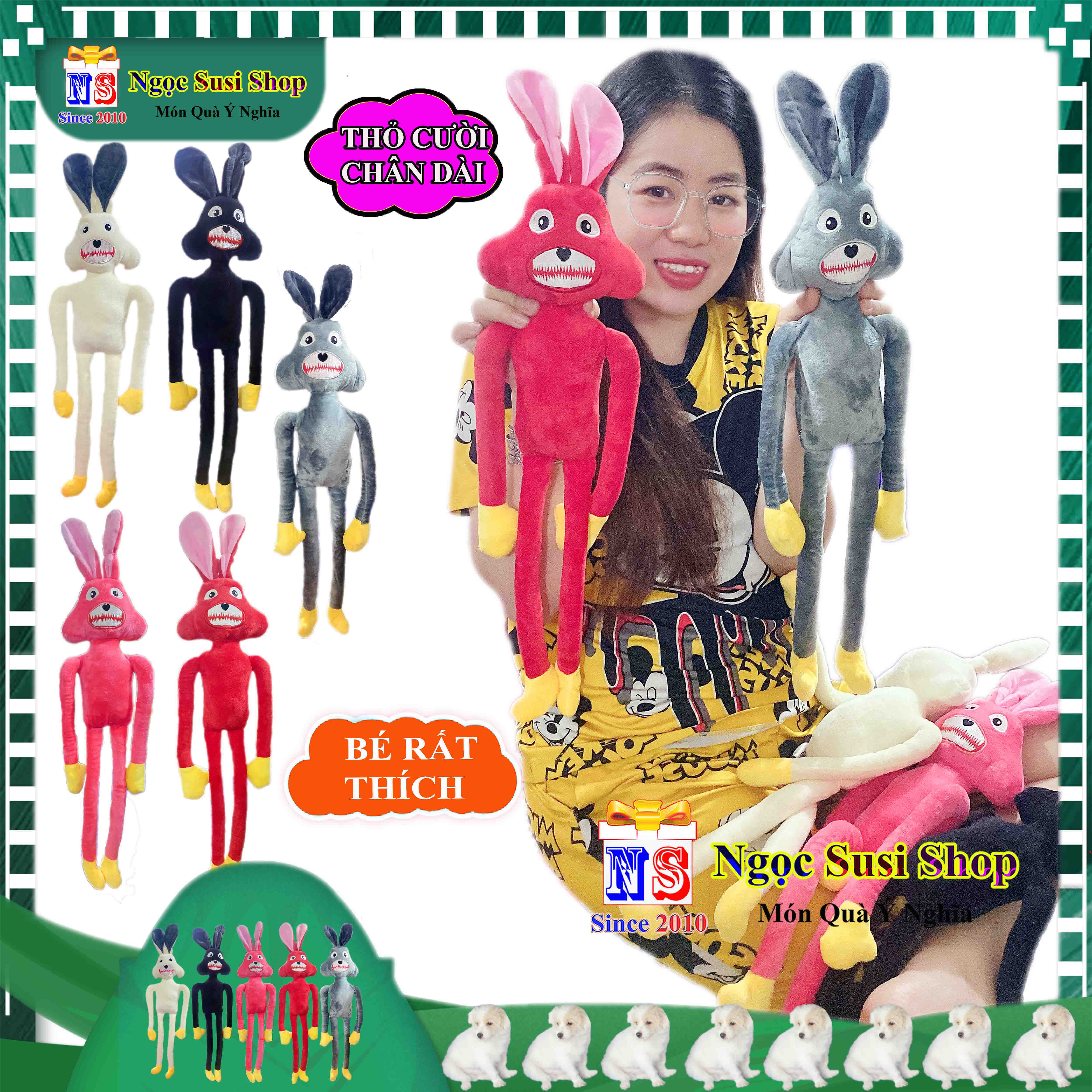GẤU BÔNG CON THỎ CƯỜI CHÂN DÀI SIÊU MỊN - THÚ BÔNG HÌNH CON THỎ CƯỜI