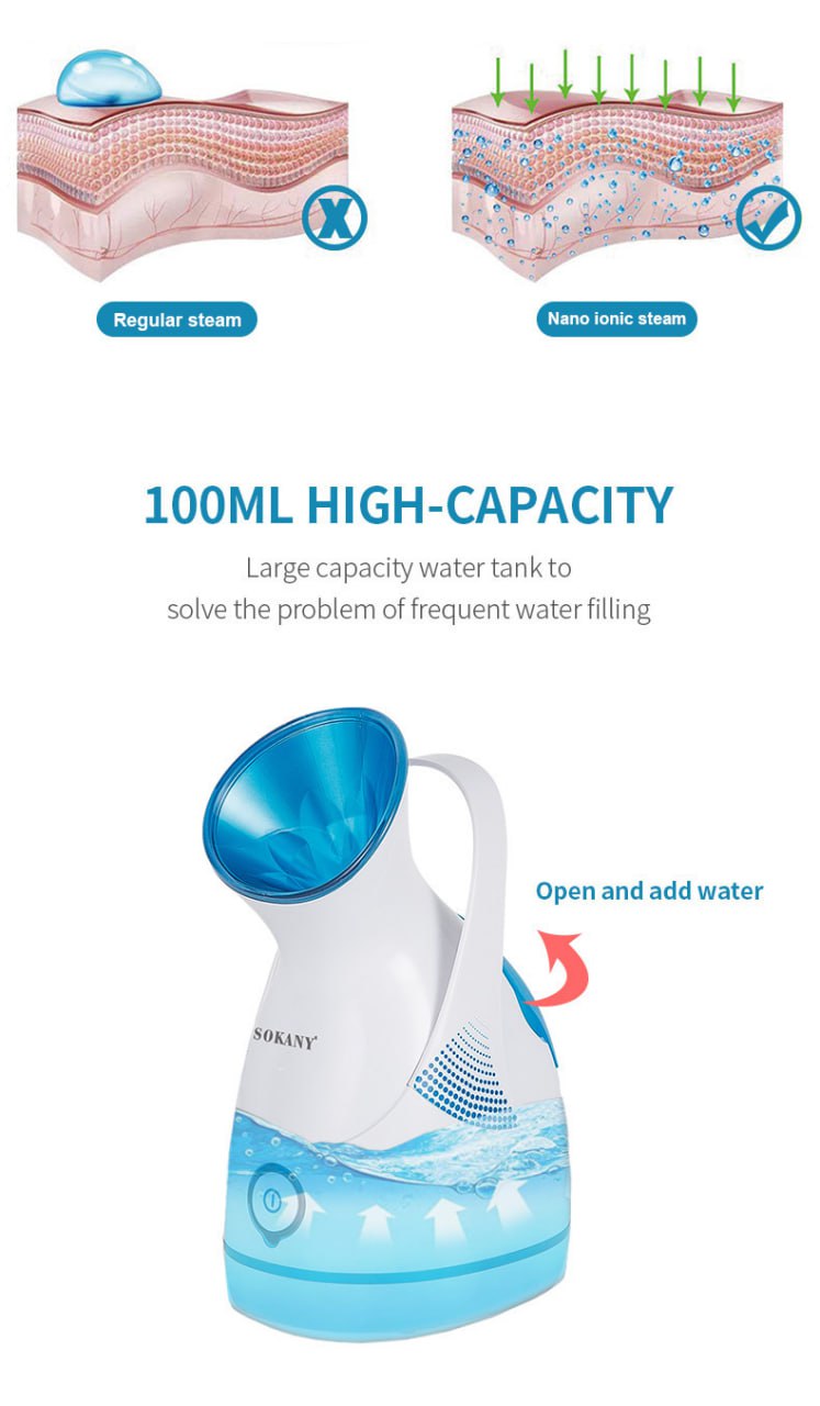 Máy Xông Mặt Phun Sương Nano Giữ Ẩm Làm Sạch Da Mặt 100mL SOKANY ZJ6580 - Hàng Chính Hãng