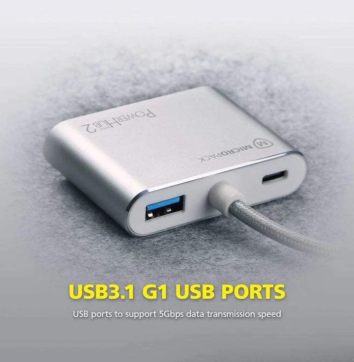 Hub 4 cổng USB-C MicroPack Digital AV Multiport Adapter - MDC-4V - Bạc - Hàng Chính Hãng