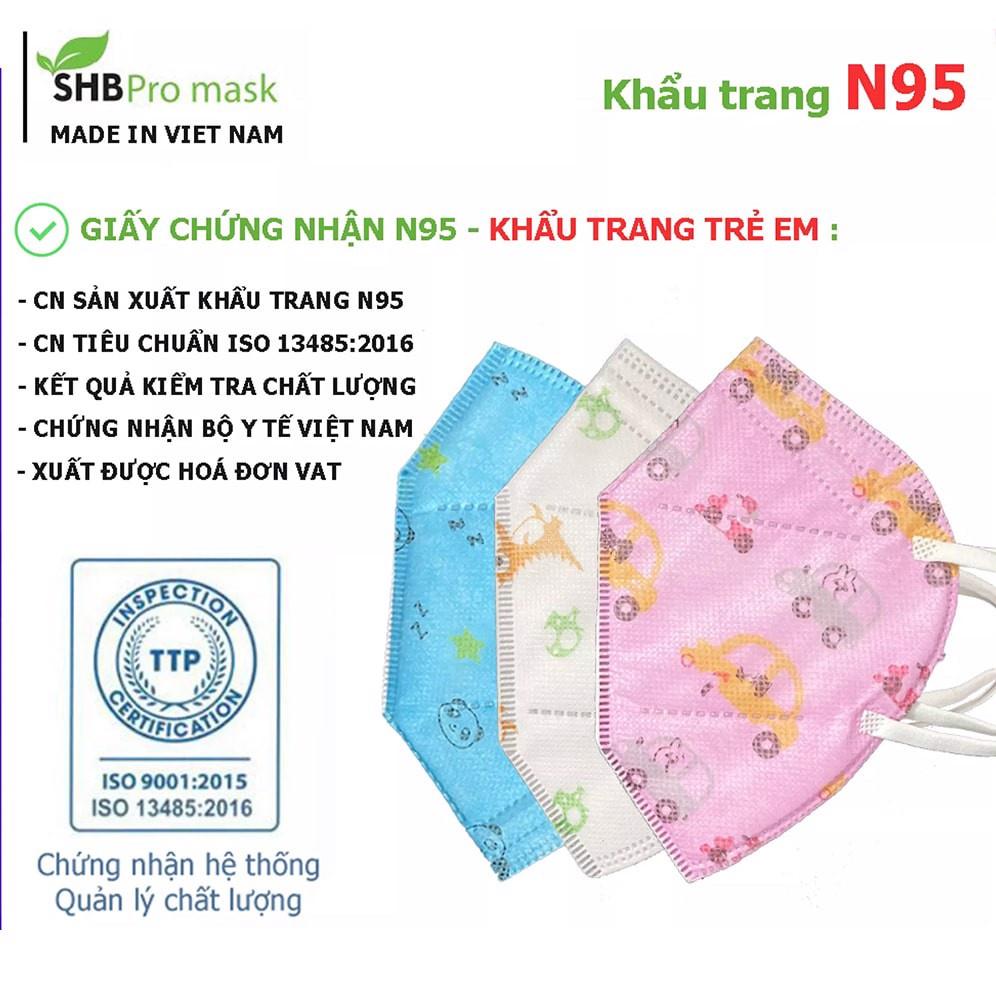 Khẩu Trang N95 Trẻ Em SHB Pro Mask - FFP2 - 4 Lớp - Nhiều Màu cho bé từ 3-12 tuổi