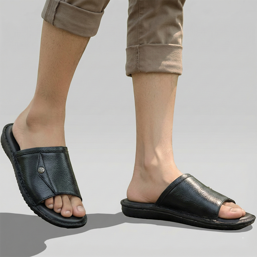 Dép Nam Quai Ngang HA NAM Da Bò Thật Cao Cấp DNA2124