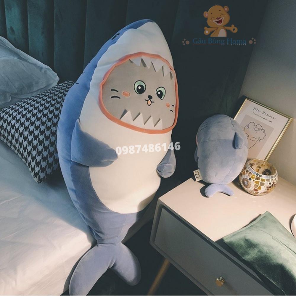 Gấu bông cá mập mặt mèo – Size từ 45 đến 110 cm  – Quà tặng thú nhồi bông baby shark siêu dễ thương – Gối ôm cho bé ngủ ngon