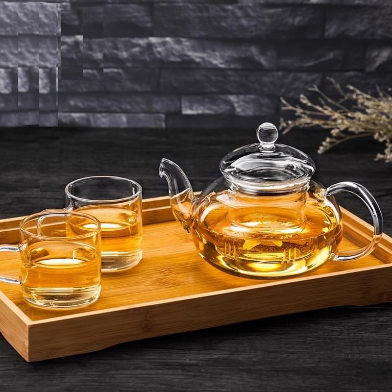 Hình ảnh Bộ ấm trà thủy tinh cao cấp dùng uống trà hoa, trà móc câu có lõi lọc