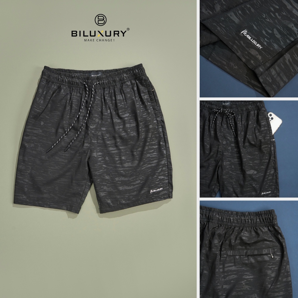 Quần đùi short nam thể thao Biluxury 6QDGH002 chất liệu cao cấp co dãn đàn hồi tốt dễ dàng vận động