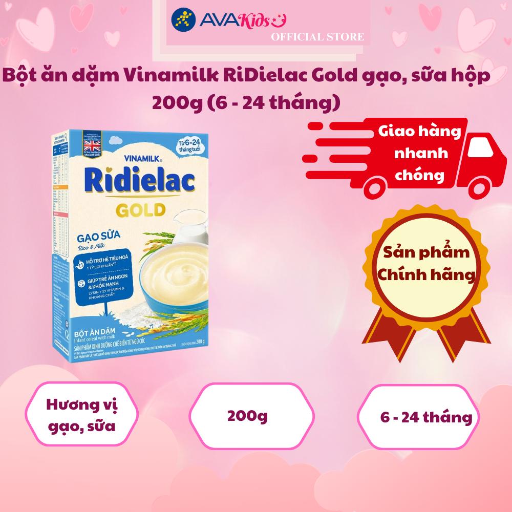 Bột ăn dặm Vinamilk RiDielac Gold gạo, sữa hộp 200g (6 - 24 tháng)