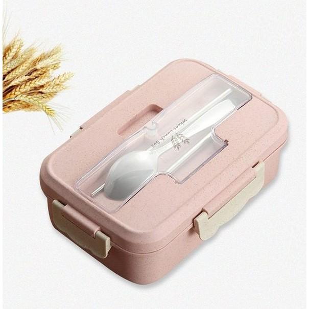 HỘP CƠM LÚA MẠCH 3 NGĂN KÈM ĐŨA THÌA INOX