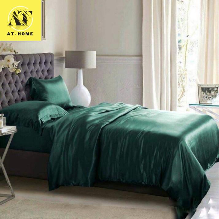 Bộ Ga Gối Phi Lụa 4 Món Cao Cấp Thương hiệu LAN PHAM BEDDING Mát Mịn - Màu Xanh Lá Cây