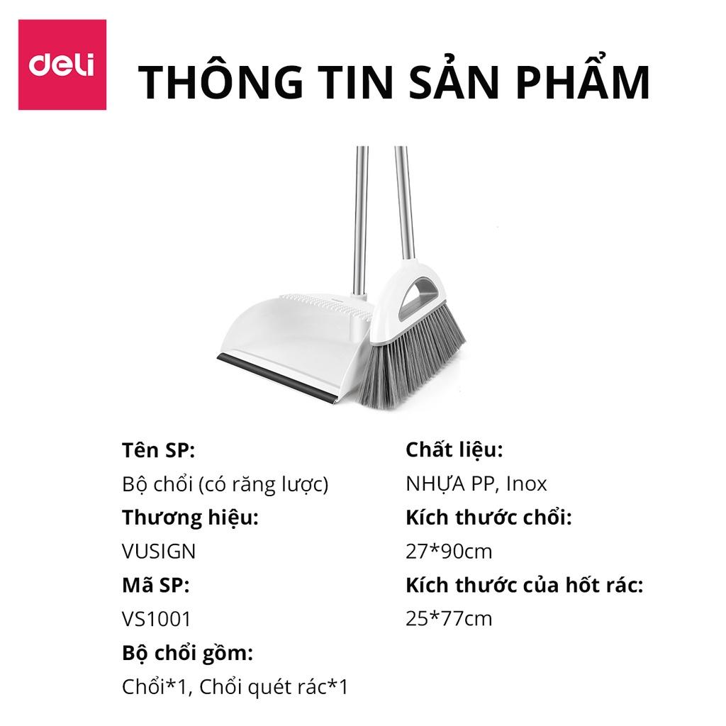 Bộ Chổi Quét Nhà Thông Minh Chống Mắc Tóc Gồm Cây Chổi và Dụng Cụ Hốt Deli - Phù Hợp Với Mọi Mặt Sàn Phòng Khách, Phòng Ngủ, Phòng Bếp Thiết Kế Có Móc Treo - VS1001