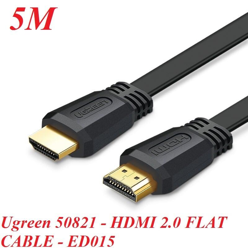 Ugreen UG50821ED015TK 5M màu đen Cáp tín hiệu HDMI dẹt - HÀNG CHÍNH HÃNG