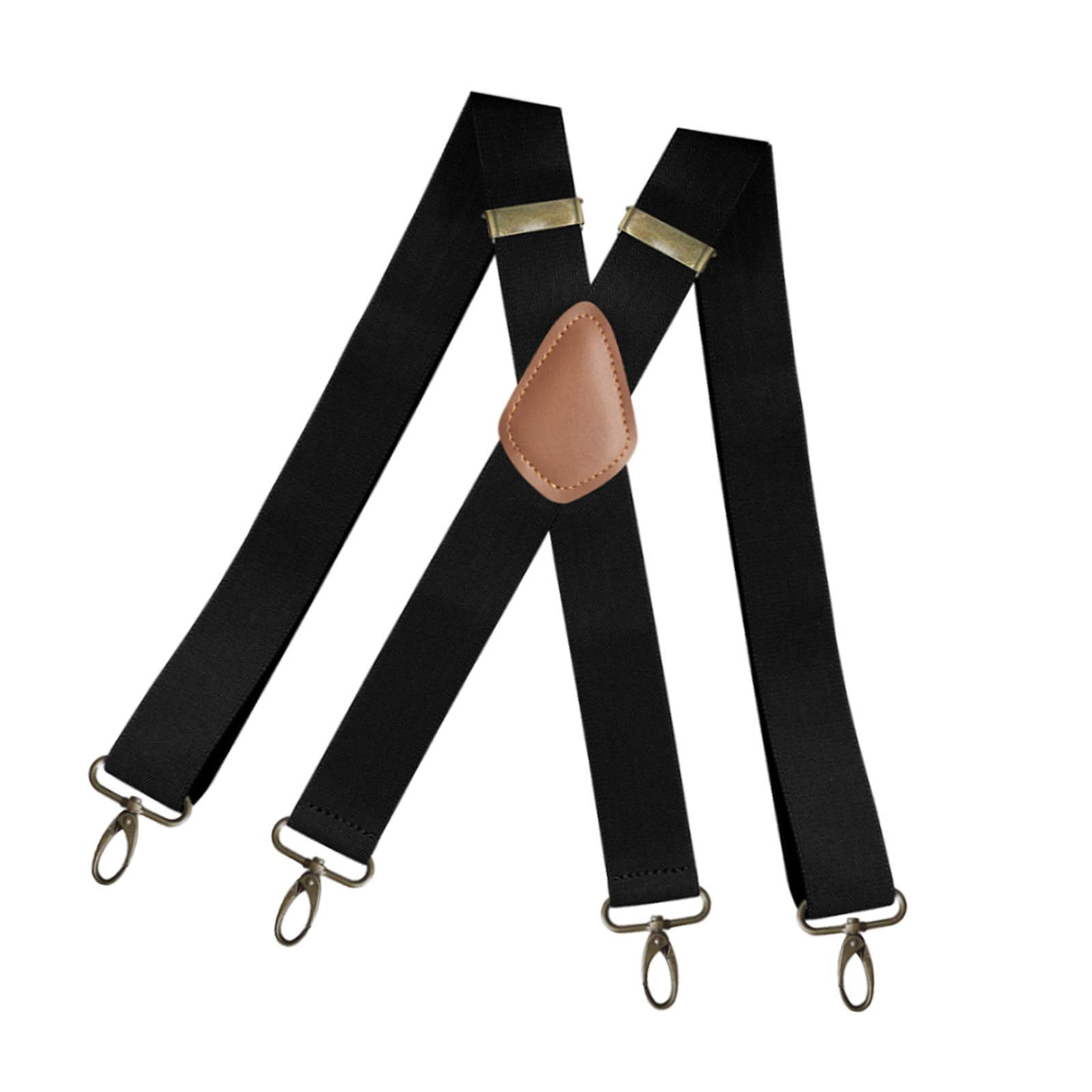 Suspenders for Men Elastic Straps Trouser 4 Clips x Shaped 3.5cm Wide