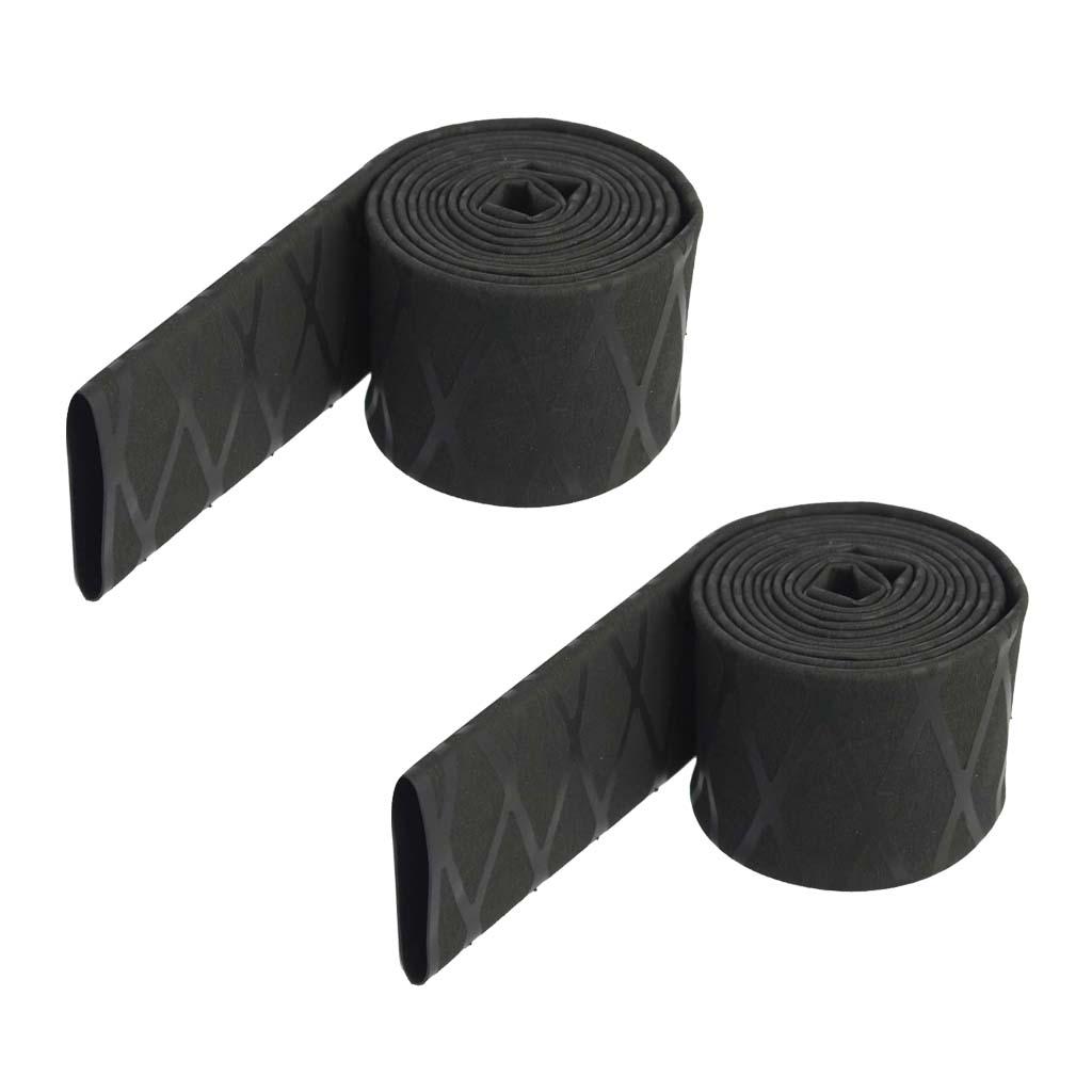 2Pcs Non Slip Shrink Tubing Textured Grip Fishing Rod Black 1mx0.25cm