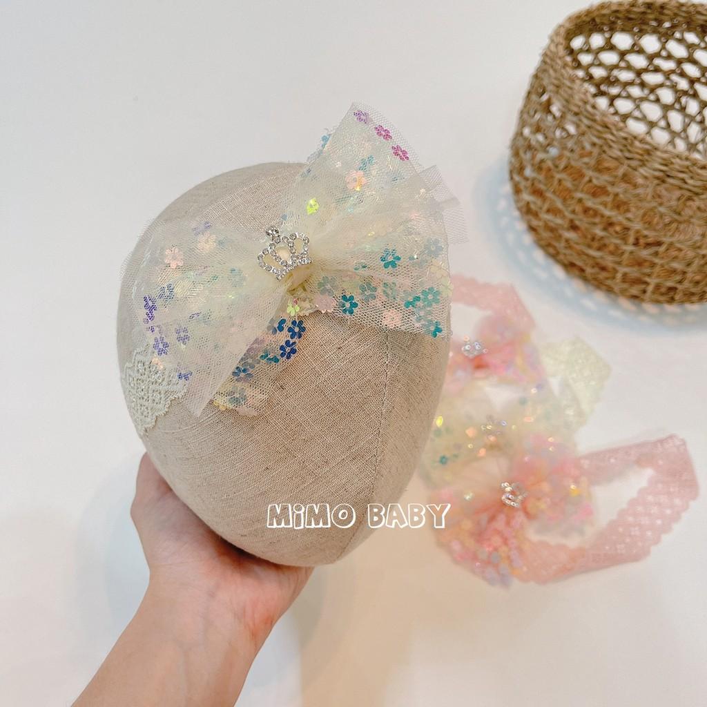 Băng đô turban nơ ren vương miện đáng yêu Mimo Baby cho bé gái BD14