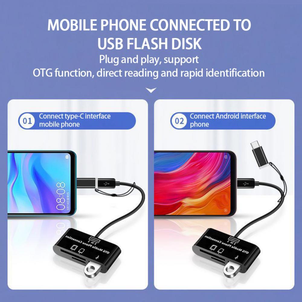 3 trong 1 đầu đọc thẻ nhớ Micro usb Type C bộ chuyển đổi thẻ nhớ USB-C