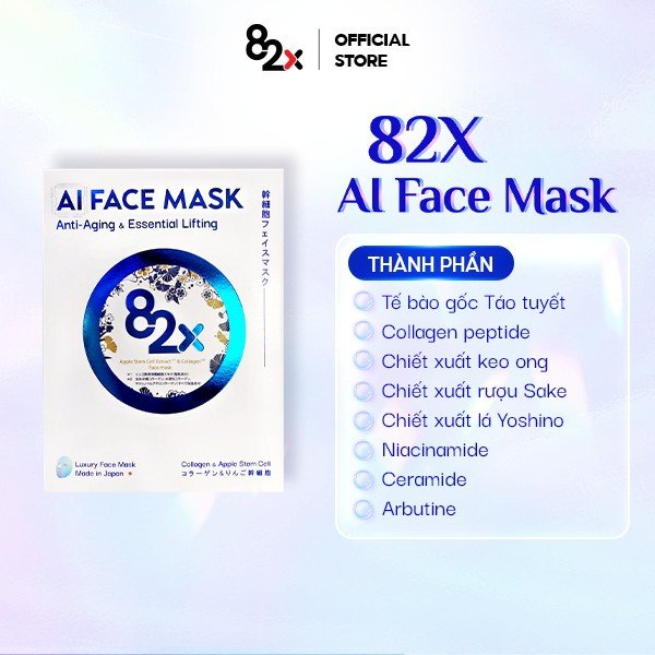 82X AI FACE MASK mặt nạ cấp ẩm , dưỡng sáng và phục hồi da chuyên sâu cao cấp Nhật Bản ( 3 miếng/ hộp).