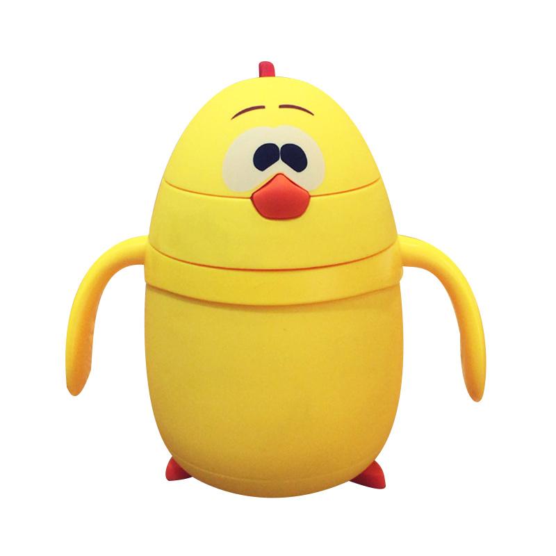 Phim hoạt hình Gà Bé Chai Thủy Tinh Cách Nhiệt Chai Cho Nước Trẻ Em Xách Tay Ống Hút Cup Creative Gift 2 Phong Cách Ly Uống Nước
