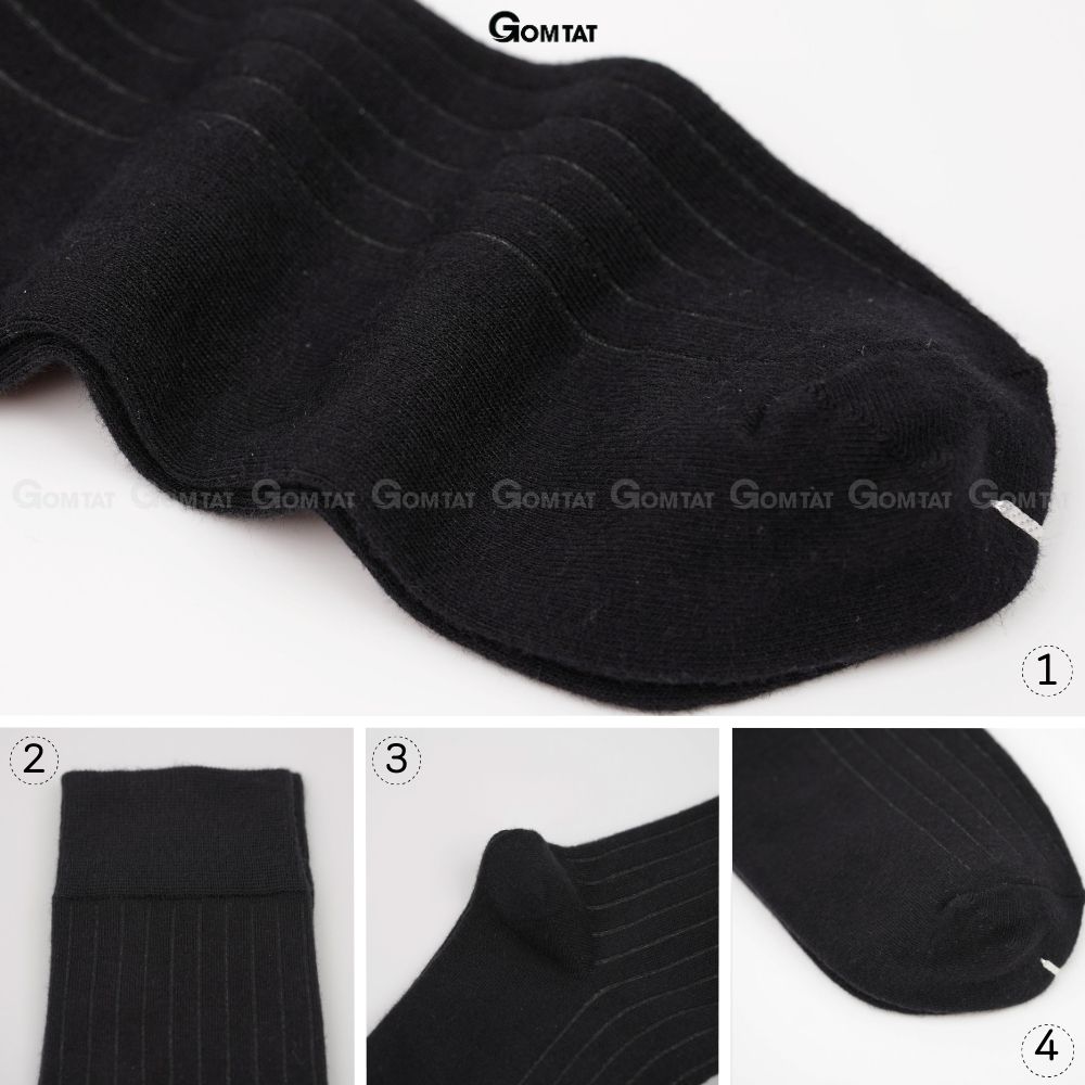 Hộp 7 đôi tất đi giày tây nam công sở cổ cao màu đen GOMTAT mẫu MIX10, sợi cotton cao cấp thoáng khí - GOM-MIX10-CB7