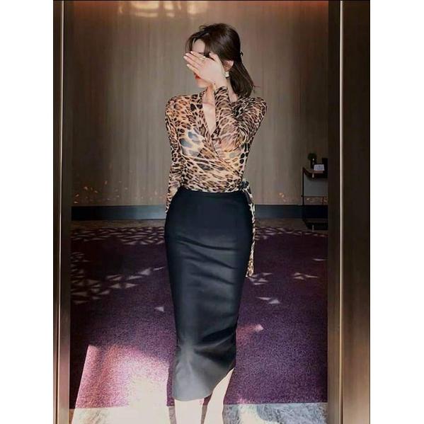 ĐẦM ÔM DA BEO PHỐI VÁY ĐEN