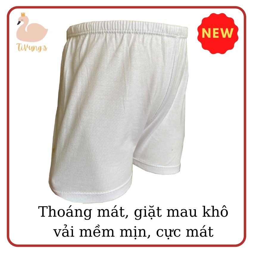 Quần áo trẻ em sơ sinh - quần ngắn màu trắng, thun 100% Cotton mềm mịn, thoáng mát - Shop TiVung chuyên quần áo trẻ em