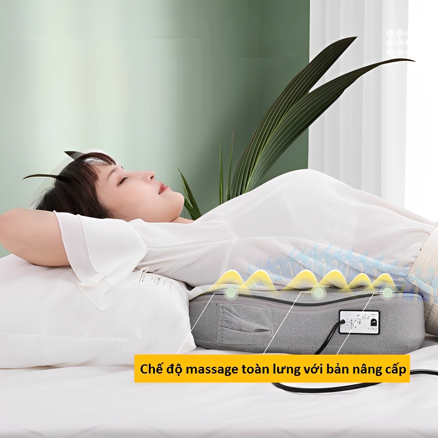 Máy massage lưng cột sống, gối massage lưng,gối mát xa cổ vai gáy Beame BM-V56 ,với con lăn 4D và nhiệt hồng ngoại giúp giảm căng thẳng mệt mỏi