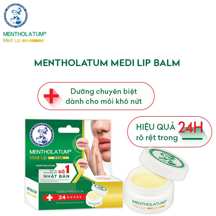 Sáp dưỡng môi chuyên biệt dành cho môi khô, nứt nẻ Mentholatum Medi Lip Balm (7g)