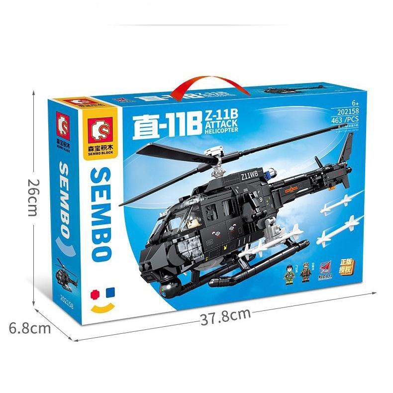 Đồ chơi Lắp ráp Máy bay Trực thăng tấn công J-11B, Sembo Block 202158 Xếp hình thông minh, Mô hình trực thăng
