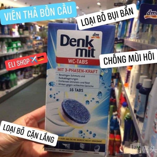 Viên thả khử mùi và làm sạch bồn cầu Denkmit - Hàng Đức - 10 viên/ hộp