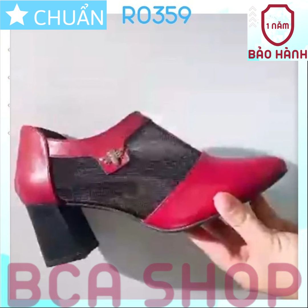 Giày bốt nữ cổ ngắn 5p RO359 ROSATA tại BCASHOP mũi tròn phối lưới thời trang và phá cách - màu đỏ