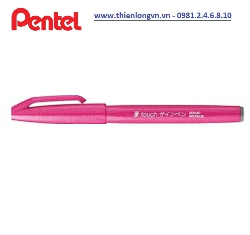 Bút lông viết thư pháp hiện đại Pentel SES15C-P màu Hồng; Calligraphy Fude Touch Sign - Pink