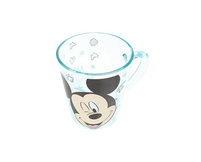 Ly quai cầm tay trong suốt hình chuột Mickey màu xanh siêu cute cho bé trai 260ml - 58VNDM2490