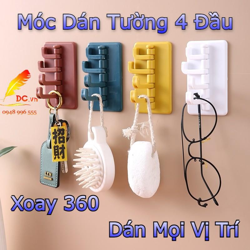 Móc Treo Thông Minh 4 Chấu Xoay 180 Độ Dán Tường Chắc Chắn Đa Năng Tiện Dụng