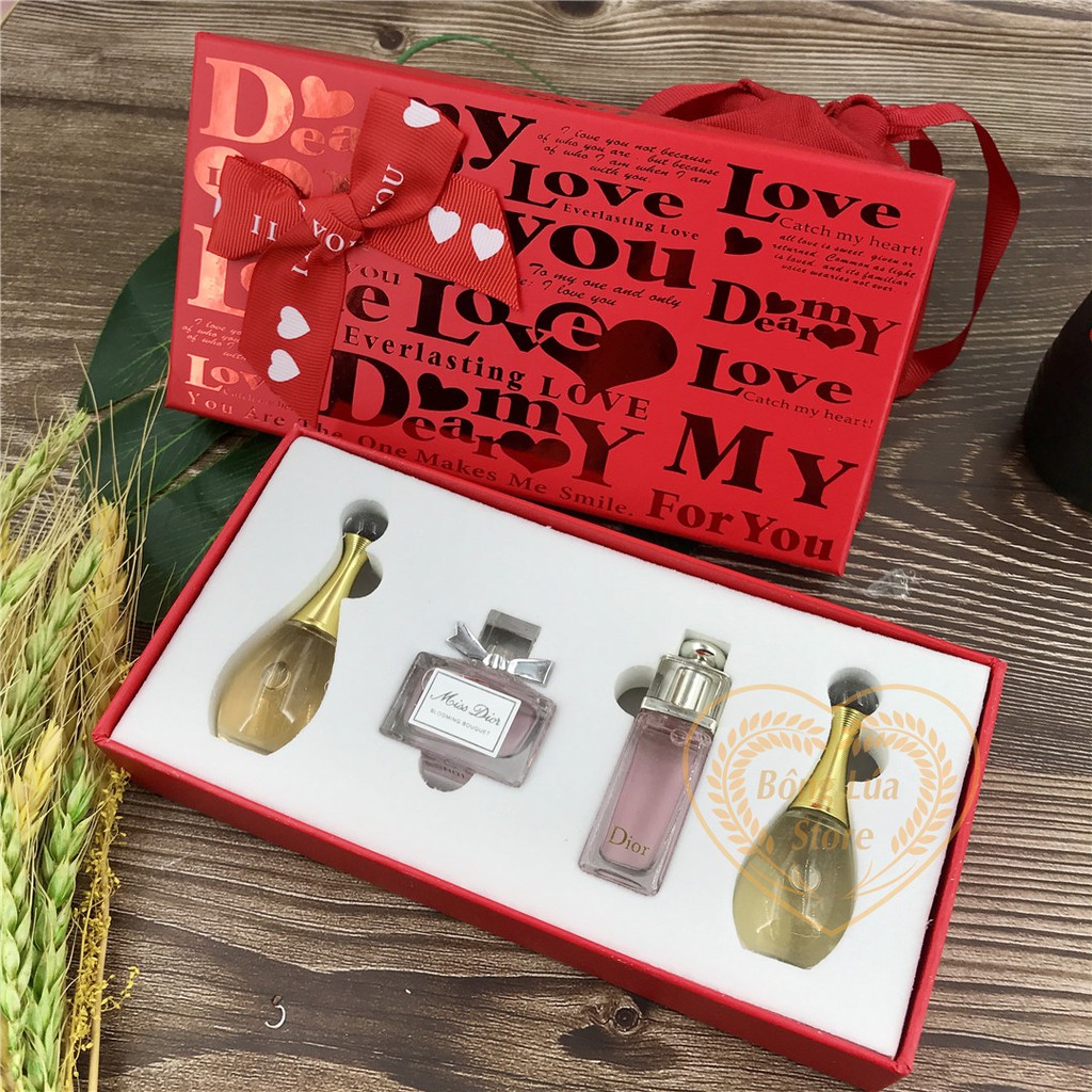 Set Nước Hoa Mini Dior 4 chai x 5ml - phiên bản hộp đỏ Love For You