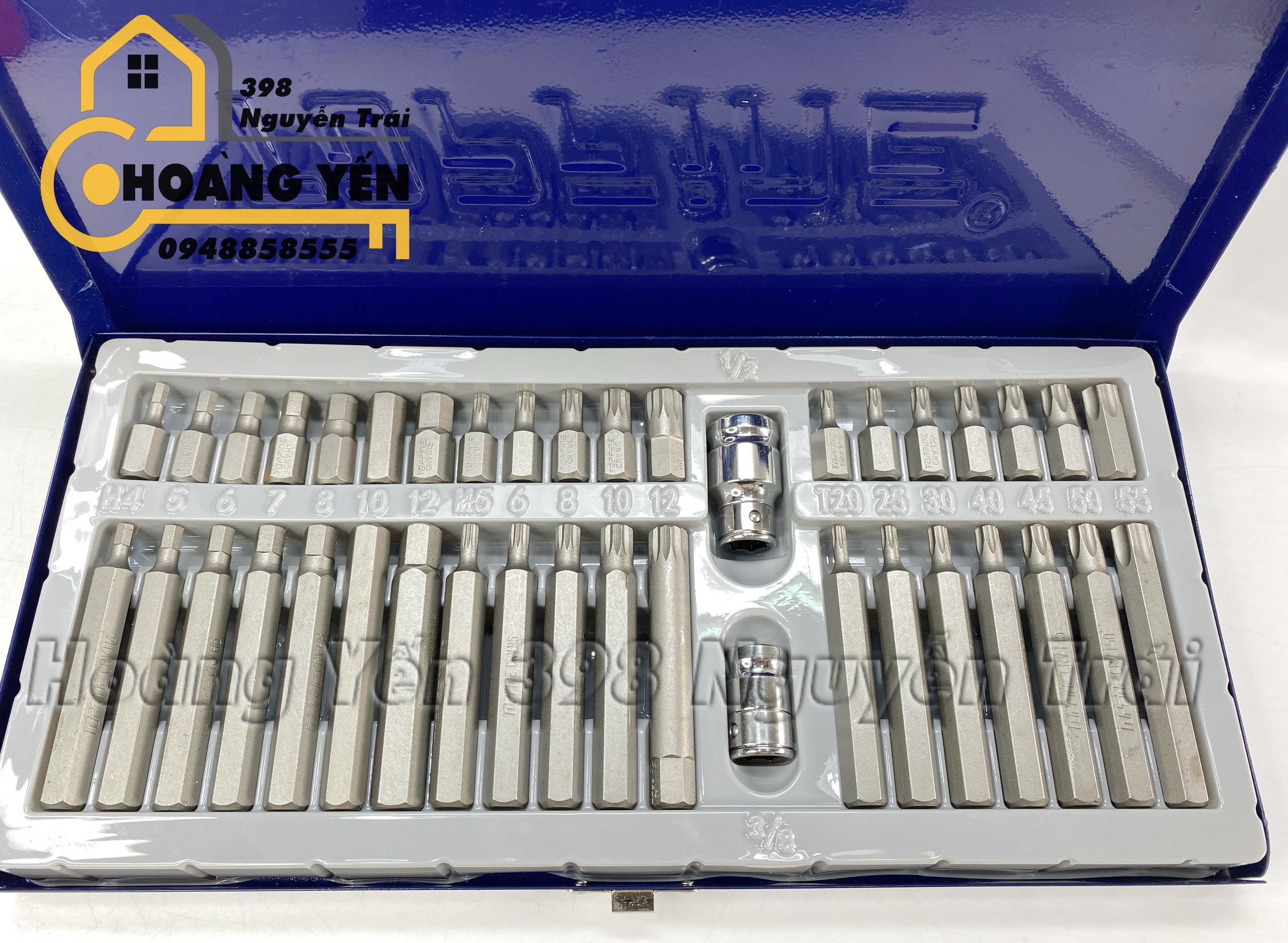 Bộ đầu mũi vít lục giác hoa thị, lục giác bông 40 chi tiết TOPFINE TF-170582 Bộ đầu mũi vít đa năng Bộ đầu lục giác đa năng